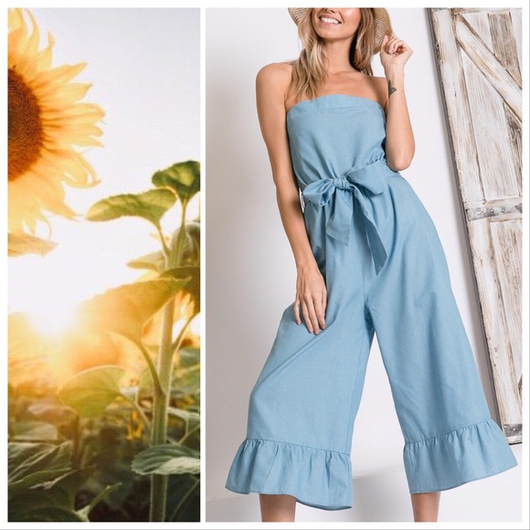 The Josie Chambray Belted Bow Jumpsuit - Picture 5 of 5